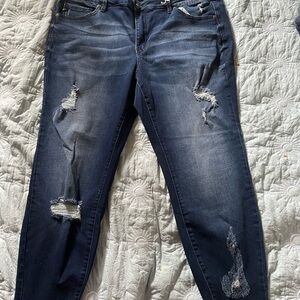KanCan 3XL Distressed Blue Jeans ankle skinny